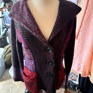 Anthropologie Curio Textured Wool Blend Button down Knit Cardigan Size Medium